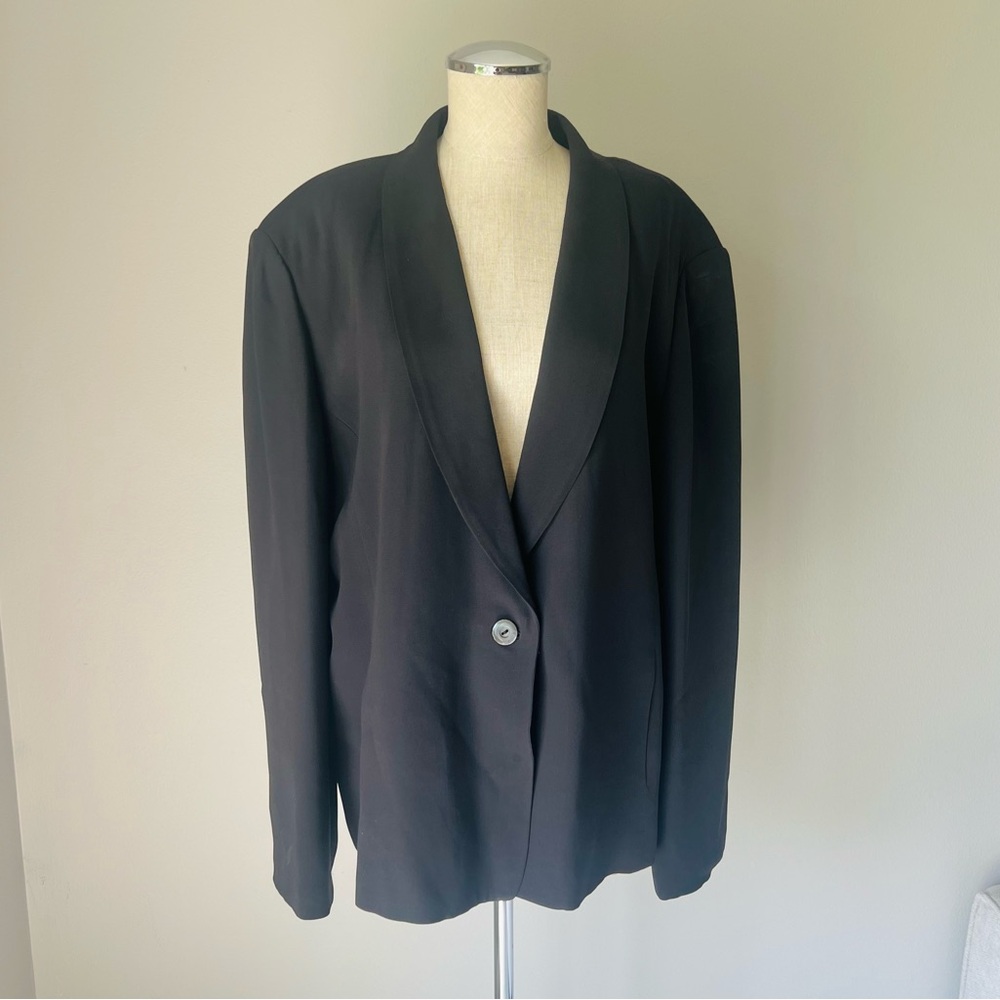 Talbots 100% Silk Black Blazer Classic Tailored Suit Jacket